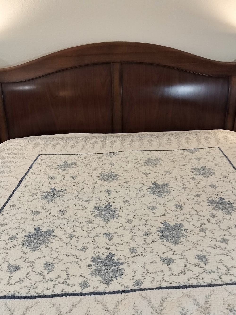 Laura Ashley Cream and Blue Floral Quilted Coverlet